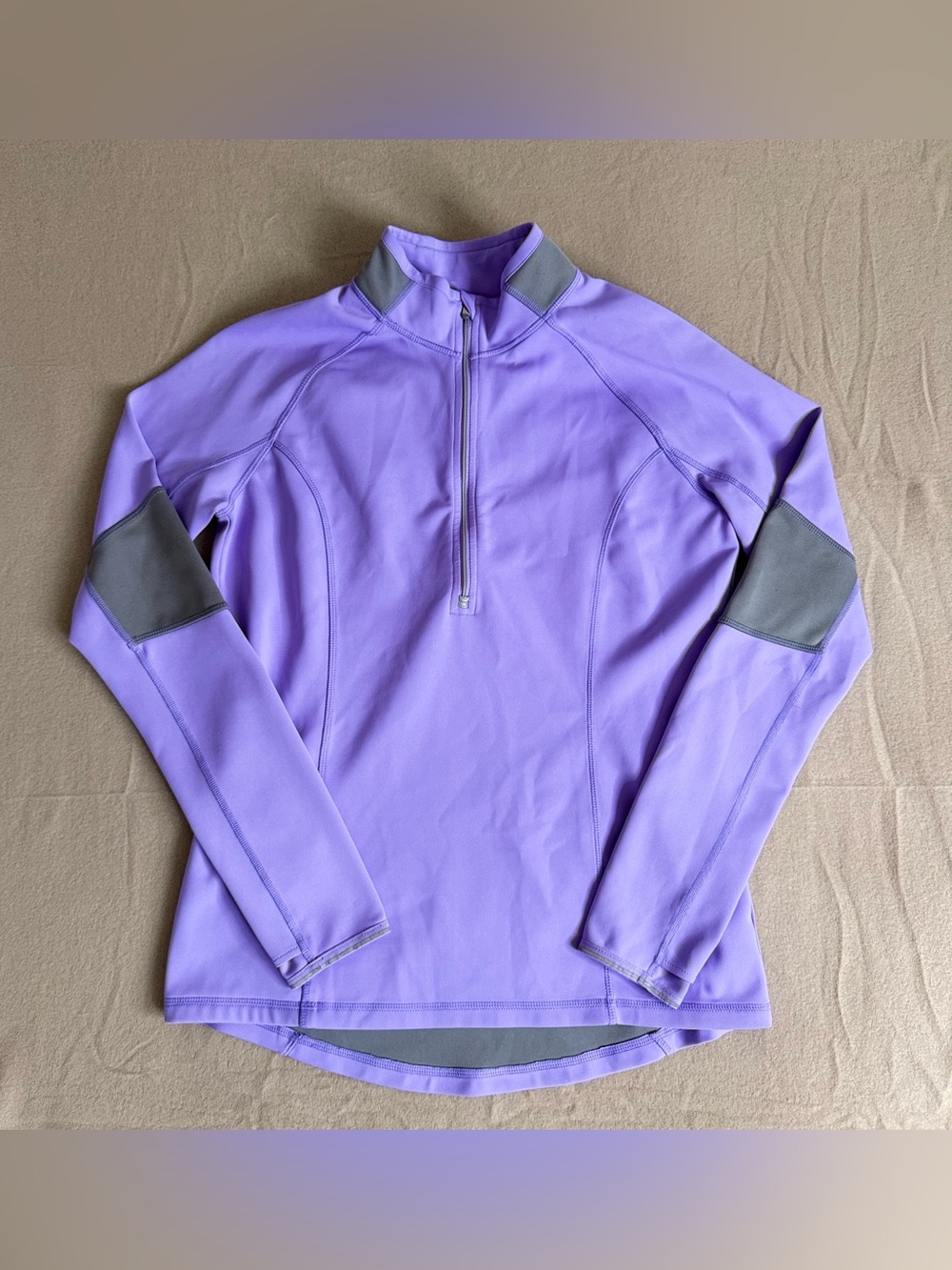 Athleta Womens Lunar Purple 1/4 Zip Athletic Scuba Top Grey Mesh Back Medium
